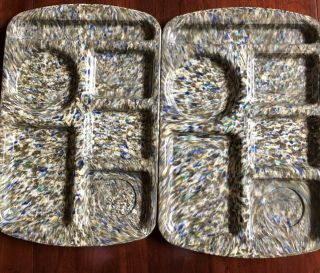 Vtg Prolon Ware Lunch Trays Melamine Melmac Confetti Set Of 2 Matching Perfect