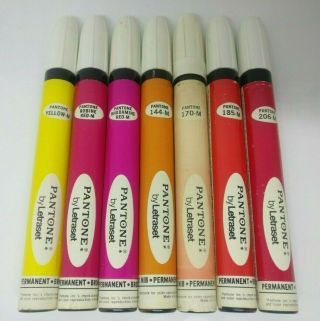 7 Vintage Pantone Letraset Permanent Color Marker 1970s Red Potent Work See Desc