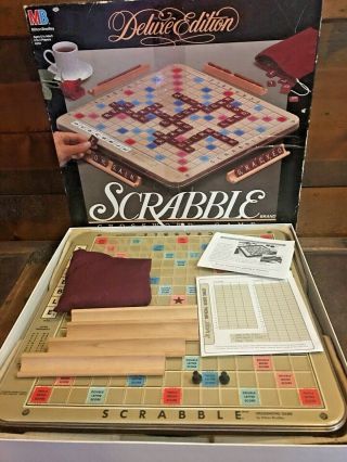 Scrabble Deluxe Turntable Edition Milton Bradley 1989 Crossword Game Vg Vintage