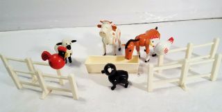 Vtg Fisher Price Little People Farm Barn Animals Cow Chickens Pig Sheep Horse
