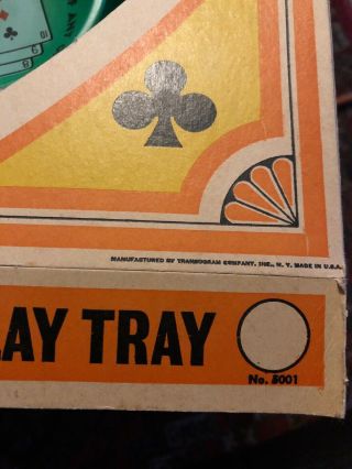 Vintage 1967 Michigan Rummy Plastic Play Tray Cat Playing Card Game 6