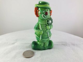 Vintage Boyd Glassware Virgil 2 Sided Happy Sad Clown Green With Painted Accents