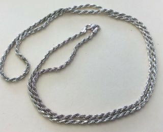 Vintage Sterling Silver 925 Chunky Long Rope Chain Necklace 30 
