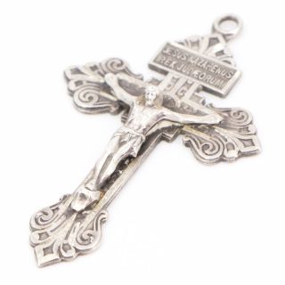 Vtg Sterling Silver - Hmh Ornate Jesus Crucifix Cross Religious Pendant - 7.  5g