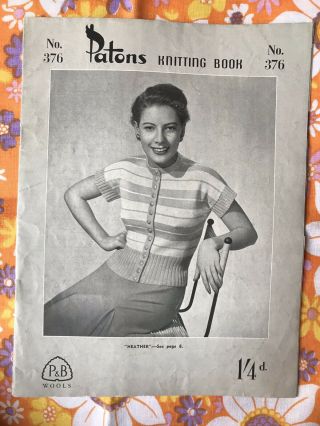 No.  376 Patons Knitting Pattern Book Vintage 1940s 1950s