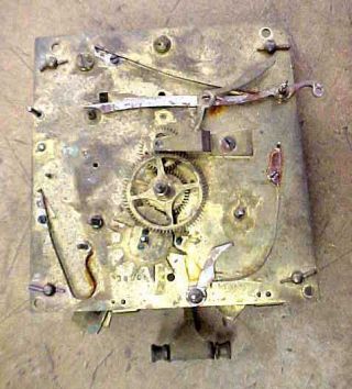Vintage Gustav Becker Brass Clock Movement Parts Repair - 2 Weight Driven