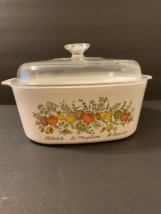 Corning Ware Spice Of Life Vintage 5 Liter Casserole Dish A - 5 - B With A - 12 - C Lid