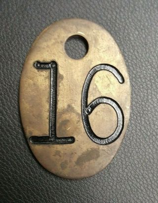 Vintage Brass Cow Number Tag Dairy Farm Cattle Marker 16 Double Sided