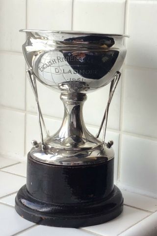 Vintage Solid Silver Golf Trophy 1946 English Riviera (ladies) Cup With Plinth