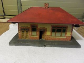 Vintage Tin Litho Toy Railroad Train American Flyer Town Station No.  97