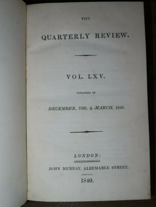 1840 QUARTERLY REVIEW vol 65 - CHARLES DARWIN VOYAGE OF THE BEAGLE CHINA OPIUM 3