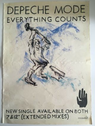 Signed Vintage Depeche Mode " Everything Counts " Promo Poster.