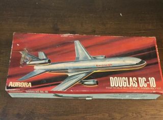 Vintage Aurora Mcdonnell Douglas American Dc - 10 1:144 Model Airplane Kit 366