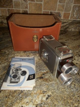 Eastman Kodak Brownie 8mm Movie Camera Turret F/1.  9 3 Lens Made In Usa 1955