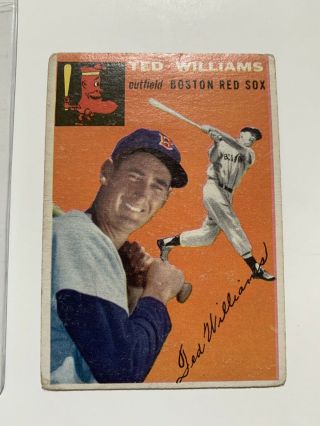 Ted Williams 1954 Topps Vintage Baseball Card Graded Psa Minsizerq Red Sox 1