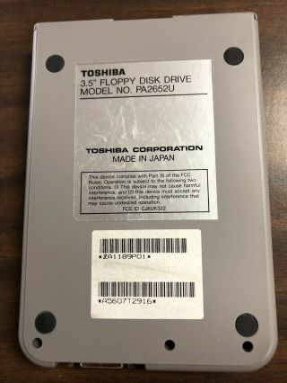 Toshiba External 3.  5” Floppy Disk Drive Model PA2652U Made In Japan 4