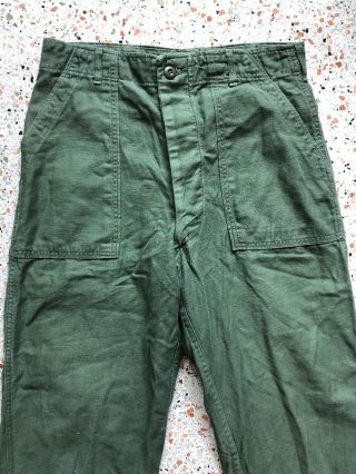 Vintage 60s Us Army Og 107 Cotton Sateen Trousers Type 1 Vietnam Pants 31 X 31