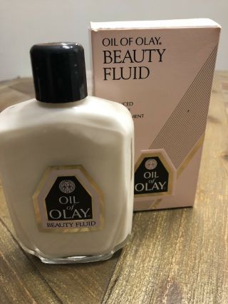 Vintage Oil Of Olay Beauty Fluid In Glass Bottle 6oz With Box