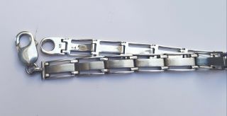 Heavy Vintage Mans Unisex Sterling Silver Link Panel Bracelet 21cms