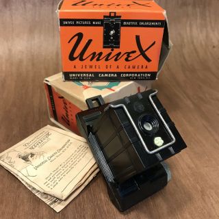 Art - Deco Univex Model A Vintage Subminiature Camera W/ Box & Directions