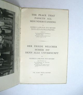 1938 The Peace that Passeth All Misunderstanding by George Lane - Fox Pitt - Rivers 2