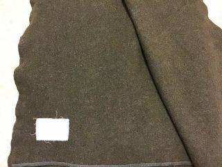 Vintage 1965 Wool Bed Blanket Olive Green 66 " W X 84 " L 3 - 3/4 Lb.