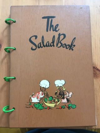 Vintage The Salad Book Wooden Cover Cookbook 1941 Culinary Arts Institute
