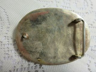 Vintage Silver? & Turquoise Belt Buckle Not Signed 3
