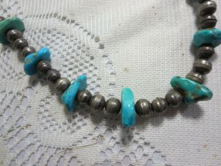 Vintage Silver & Turquoise Necklace strung on Wire 2
