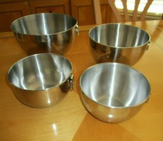 4 Vintage Stainless Steel Mixing Bowls W/o - Rings - 1 Revere Ware