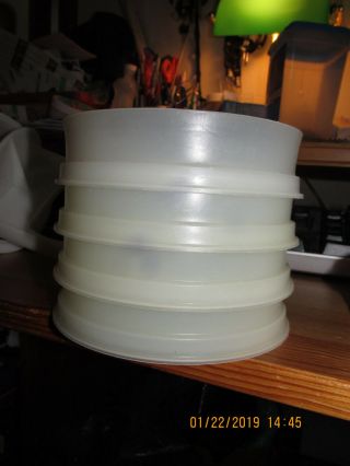 Vintage Tupperware Burger Press with Storage Units/Lids and Extra Unit/Lids 3