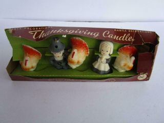 Vintage John Alden & Priscilla Gurley Style Thanksgiving Candle Set Boxed