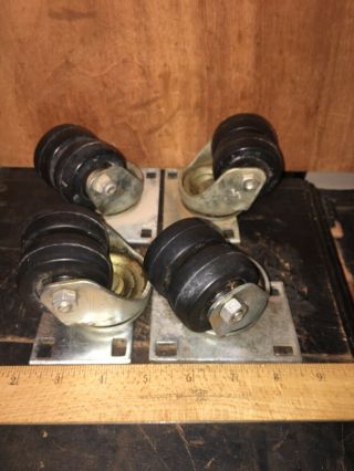 4 Vintage Industrial Casters Ball Bearings,  Double Wheels For Heavy Loads J&j