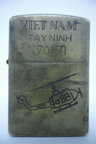 Vietnam War Zippo Lighter Tay Ninh 70 71 Vintage