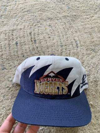 Vintage 90s Denver Nuggets Logo Athletic Sharktooth Snapback Hat Cap