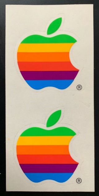 2 Vintage Apple Mac Computer Rainbow Logo Decal Stickers