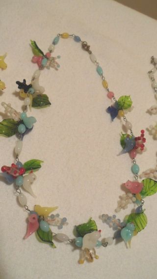 GROUP OF VINTAGE MURANO HAND CRAFTED BIRD AND FLORAL NECKLACES & EARRINGS 4