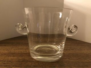 Tiffany & Co Crystal Ice Bucket Scroll Handles Glass Container Vintage Piece Art