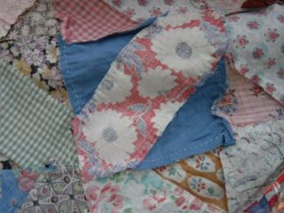Vintage Quilt Top Cotton Fabric Appox 52x88 Hand Stitched Twin Size 3 