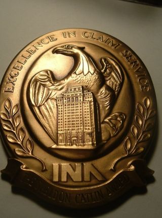 Vintage Bronze Medal Insurance Company Of North America Claim Service