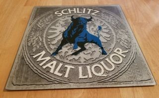 Schlitz malt liquor bull Vintage advertising wall plaque and matching bar tray 4