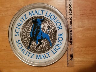 Schlitz malt liquor bull Vintage advertising wall plaque and matching bar tray 7