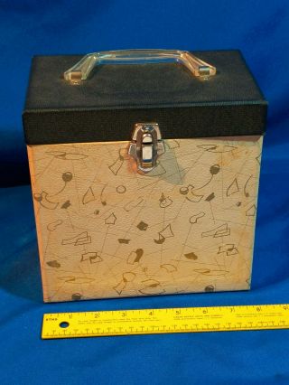 1950s Platter - Pak 7 " 45 Record Carrying Case Rockabilly Design Mcm Vtg Storage