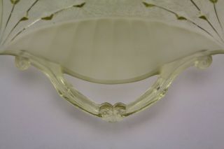 vintage Lancaster Yellow Depression Glass Handled Cake Plate 1930s Dart Pattern 5