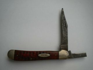 Vintage Case Xx Copperhead 6249 Red Bone Pocket Knife 2 Blade 3 7/8 "