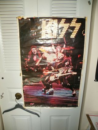 Vtg Kiss Alive Poster 1975 Boutwell One Stop 23 1/2 " X 35 7/8 " Poor