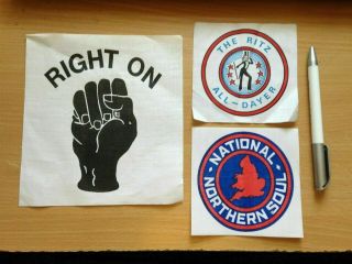 Northern Soul Vintage Cloth Patches X 3 Ex The Ritz All - Dayer Right On
