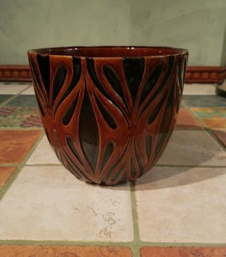 Royal Haeger Vintage Brown Black Planter Flower Vase 5066,  6 " Tall,  Euc