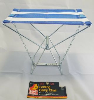 Vintage Nos South Bend 14 " X 7 " X 14 " Folding Camp Chair Fishing Hunting Camping