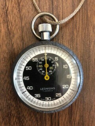 Vintage Swiss Made Leonidas 7 Jewels Mechanical Wind Up Stopwatch -,
